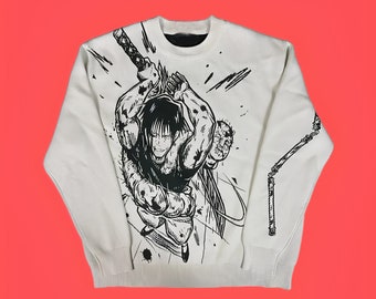 Pull en tricot Anime Toji, pull Jujutsu Kaisen Anime Toji, pull Harajuku Anime homme femme JJK, cadeau pull anime streetwear Toji JJK