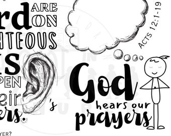 Children's Sunday Morning Service Bulletin | Activity Sheet | God Hears Our Prayers | Acts 12:1-19