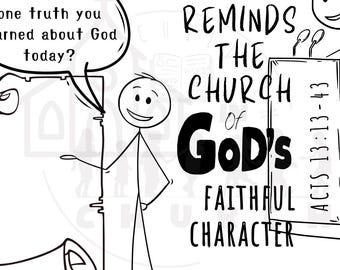 Children's Sunday Morning Service Bulletin | Activity Sheet | Reminder of God's Faithfulness | Paul | Acts 13:13-43