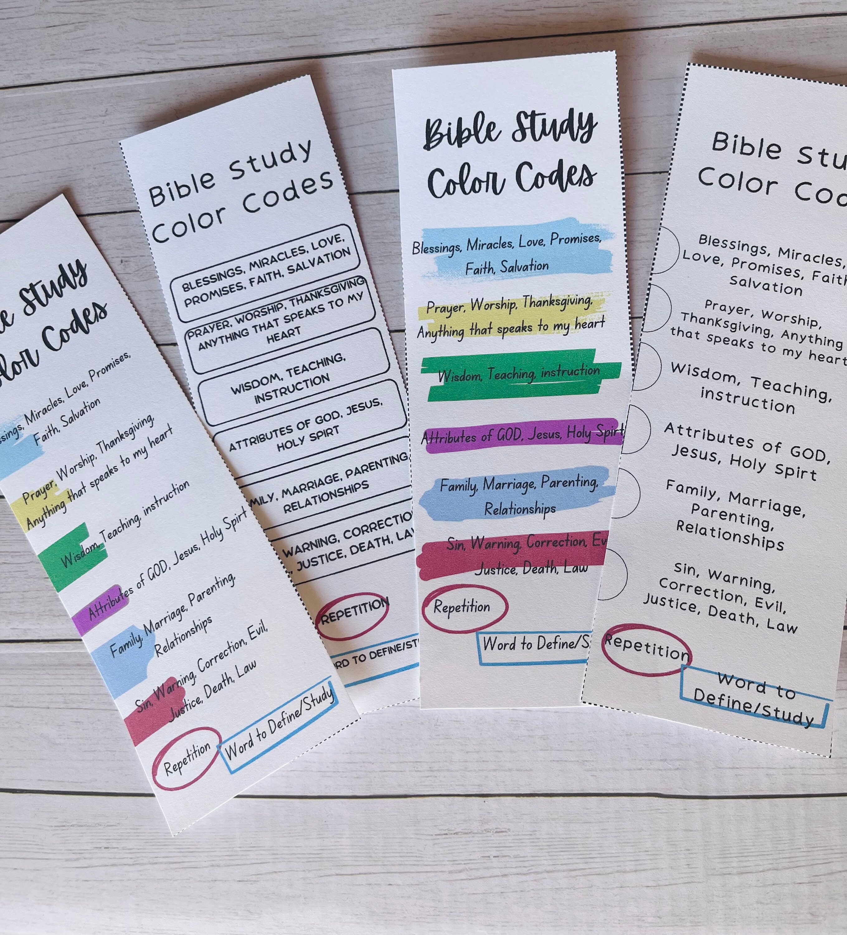 Bible Study Bookmarks Bible Journaling Color Coding Bundle - Etsy