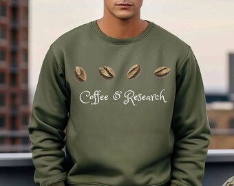 Coffee and Research Unisex Heavy Blend™ Crewneck Sweatshirt Caffeine molecule, coffee lover, science Elegance, science style, science gift