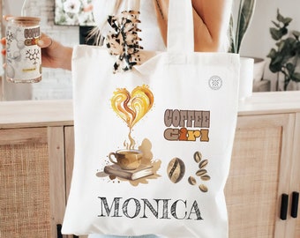 Coffee Girl Personalized Canvas Tote Bag, caffeine Tote Bag, Birthday gift for her, for mom, mom's day gift,