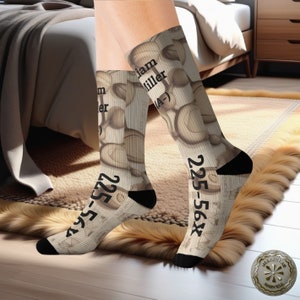 Personalized Safety socks A for emergencies with important information, Alzheimer help, children safety, emergency, blood type, allergies zdjęcie 1