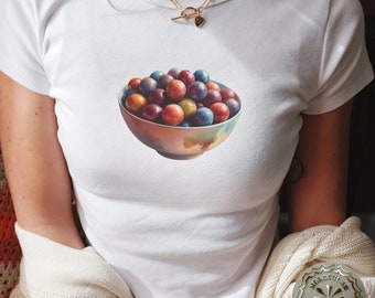 Y2k baby Tee Candy bowl vintage Crop top T Shirts, Women's Fitted Tee, Y2K Shirt, Trendy Top, 90s Style Tee, funny shirt