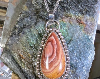 Wonderstone Pendant: Handcrafted Sterling Silver Rhyolite Necklace