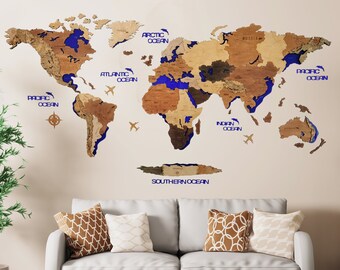 Cork World Map. Wooden Map. Large Wall Art. New Apartment Gift