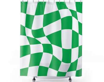 Grüne Schachbrett-Duschvorhänge