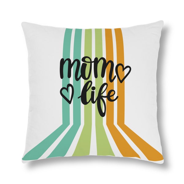 Mom multi color pillow, striped pillow, mom life pillow