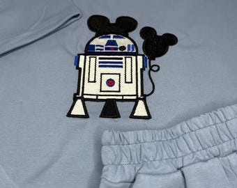 Embroidered R2D2 Mickey Toddler Set | Star Inspired Shirt & Shorts Outfit | Boys Disney Trip Outfit | Summer Park Outfit