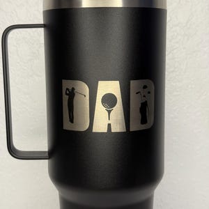 Father’s Day Golf Dad Tumbler - 40 oz Stainless Steel Travel Mug with Handle & Straw - Golfer Gift for Dad, Funny Golf Lover Cup