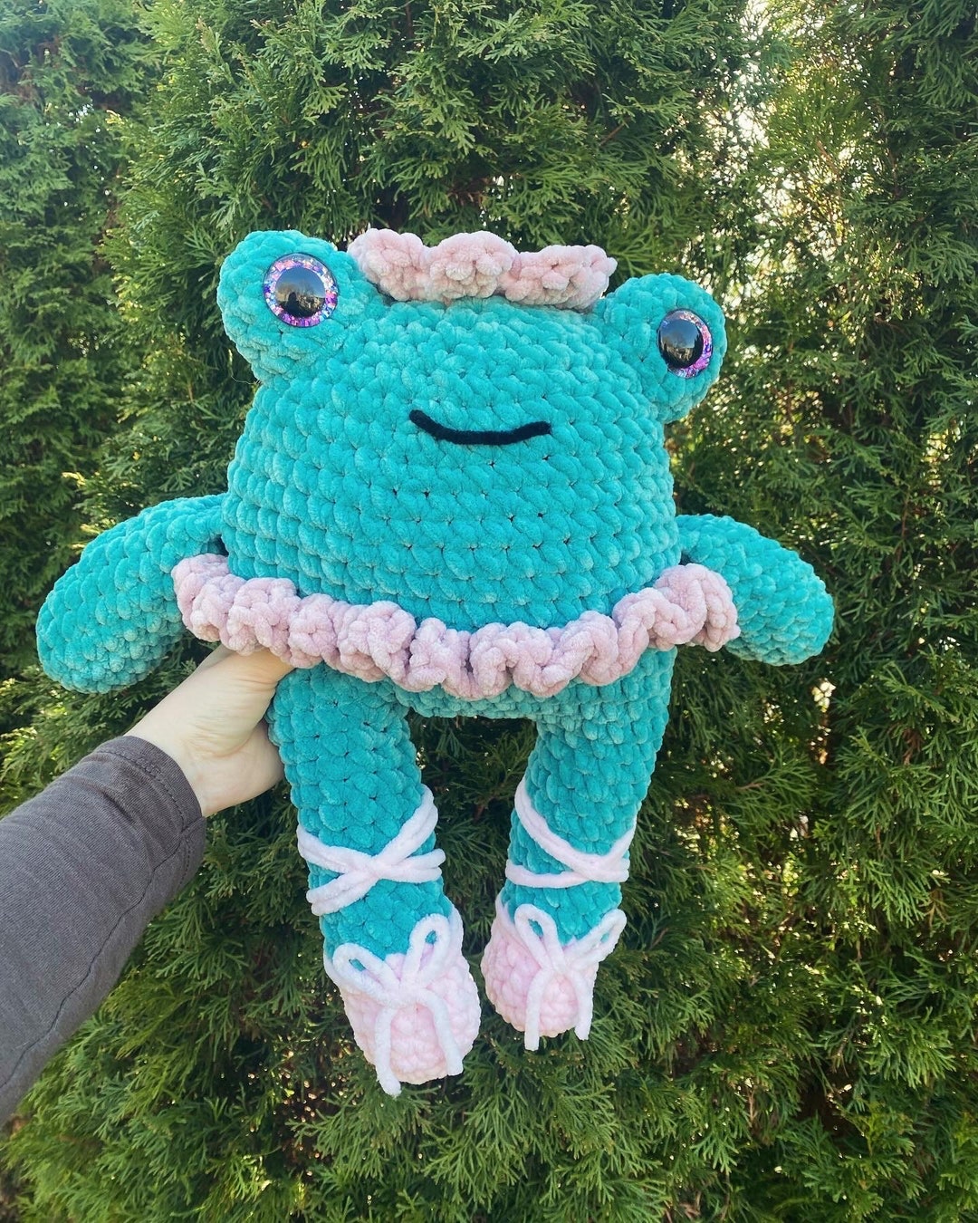 Crochet Frog Plushie, Dancing Frog, Large Frog Plushie, Ballet Frog ...