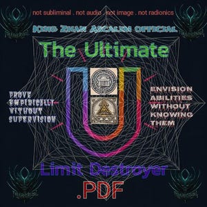 May include: A digital illustration of a geometric design with a black background. The design is a web of lines with a large U shape in the center. The U shape is filled with a rainbow of colors. The text "The Ultimate" is at the top of the image. The text "Limit Destroyer" is at the bottom of the image. The text ".PDF" is below the text "Limit Destroyer".