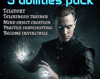 5 abilities pack. Teleport, Telekinesis trainer, Objects from mind, Practice shapeshifting, and Invincibility