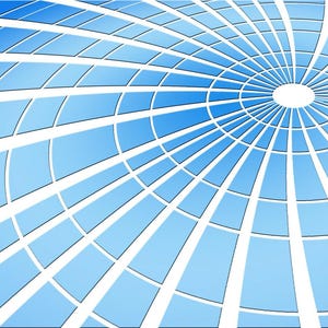 Peut inclure: Motif géométrique abstrait avec un design radial. Le motif est composé de lignes blanches et de carrés bleus. Le centre du motif est un cercle blanc.