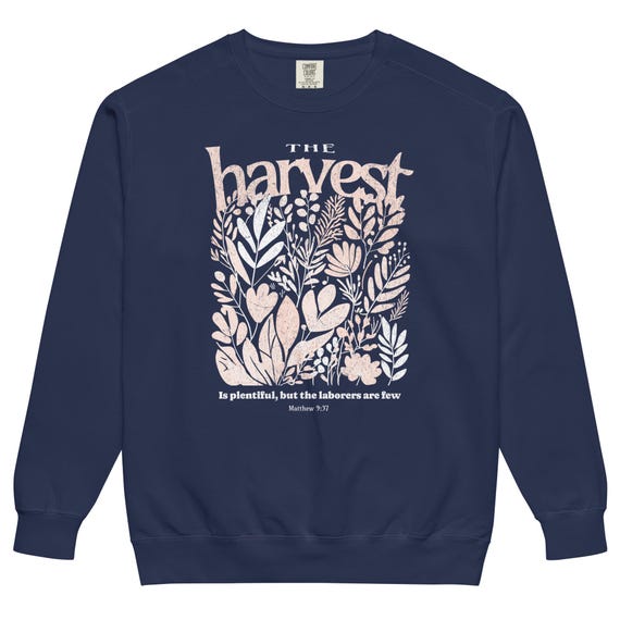 The Harvest Is Plentiful Shirt | Christian Long Sleeve Tee | Bible Verse Matthew 9:37 Shirt | Comfort Colors Faith Based Apparel | Evangelis