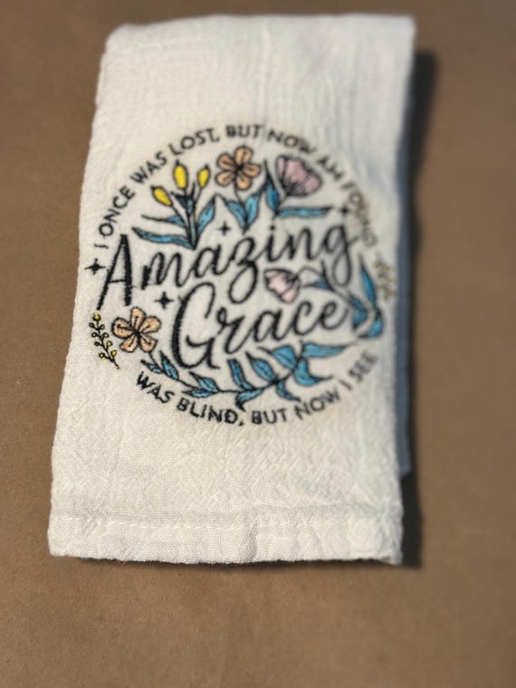 Amazing Grace Tea Towel – Inspirational Hymn Kitchen Decor & Gift