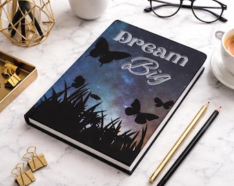 Dream Big Schmetterlinge Zeitschrift | Gebundenes Notizbuch, Silhouette Nachthimmel