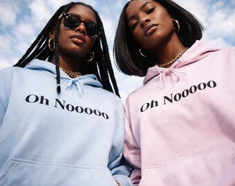 Oh Nooooo Text Hoodie | Minimalist Slogan Kapuzen-Sweatshirt, Weißer Casual Pullover