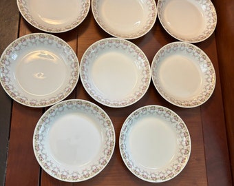 Limoges U.C. Frankreich Chateau China Weißgold Verzierung Set 8 Dessert-Beerenschalen 5"