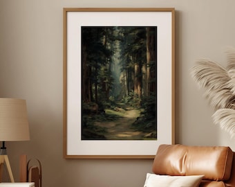 Forest Trail Painting Printable Wall Art, Instant Download Forest Landscape Painting Digital Wall Art, Vintage Forest Wall Decor, GV5297
