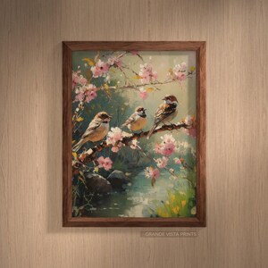 Frühlingsvogel-Kunstwerk zum Ausdrucken | Natur-Frühlingskunstwerk als digitaler Download | Sofortiger Download eines digitalen Kunstdrucks | GV4852