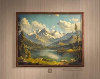 Spring Mountain Lake Extra Large Printable Landscape Painting
