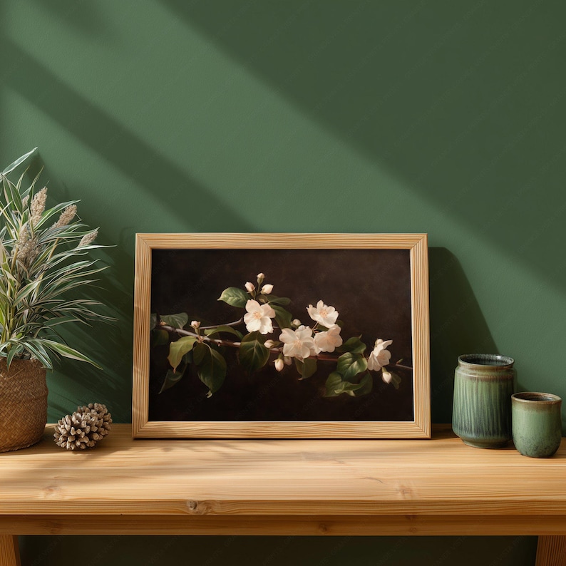 Printable Jasmine Wall Art | White Flower Still Life Painting | Floral ...