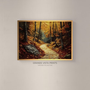 Autumn Fall Forest Trail Painting Printable Wall Art | Printable Autumn Forest Painting | Autumn Forest Landscape Painting | GV4635