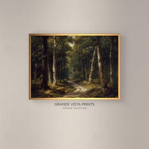 Pintura de paisagem imprimível com caminho profundo na floresta, download instantâneo de pintura de paisagem florestal, impressão de arte de parede com paisagem florestal, GV4016