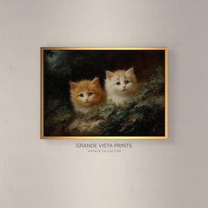 Two Little Kittens Printable Painting, Little Cat Wall Art, Cute Little Cats Painting, Kitty Cats Art Print, Digital Download, GV5201