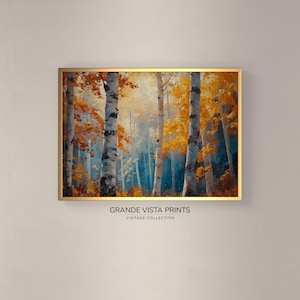 Colorful Forest Wall Art, Fall Autumn Colors Forest Landscape Printable, Autumn Landscape Artwork, GV4706