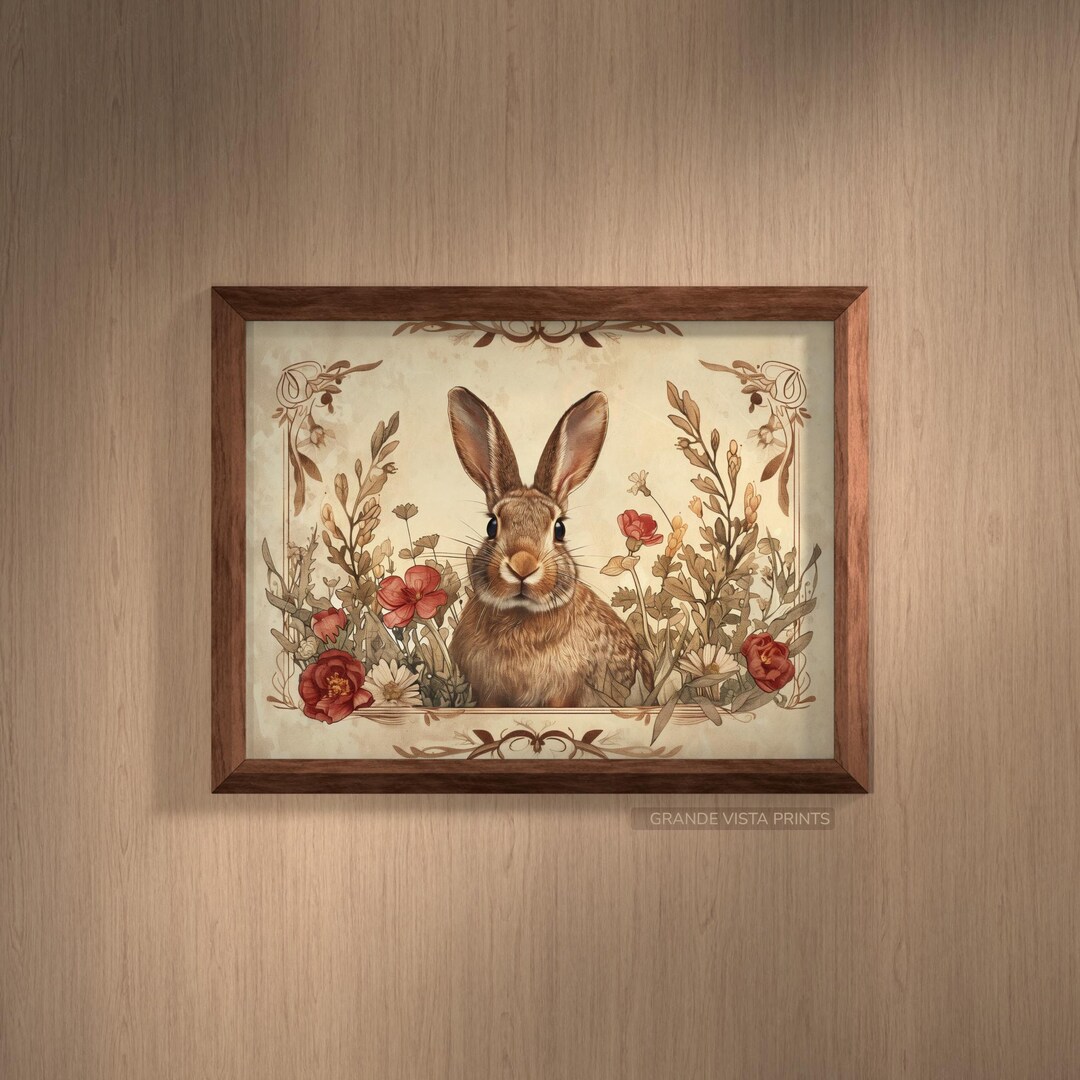 Printable Easter Rabbit Painting | Easter Digital Wall Art | Easter ...