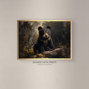 Black Bear Cub Printable Painting, Little Black Bear Painting, Digital Download Wall Art, Instant Download Animal Art Print, GV4224