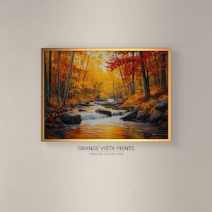 Fall Forest Painting Printable Wall Art | Autumn Forest Landscape Artwork | Fall Forest Landscape Painting Printable | GV4632