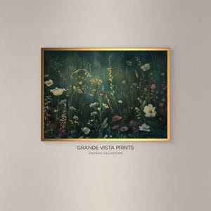 Wildflower Illustration Printable Wall Art, Floral Spring Meadow Landscape Painting Art Print, Wild Flower Artwork Digital Download, GV5531