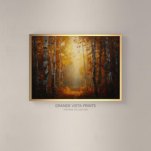 Nebliger Herbstwald druckbare Kunst, Herbstfarben Landschaftsbild, druckbare Herbst-Herbstlandschaft Kunst, GF4716