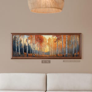 Panoramic Autumn Forest Painting Printable Wall Art, Wide Fall Woodland Digital Print, Nature Landscape Panorama Instant Download, GV6183