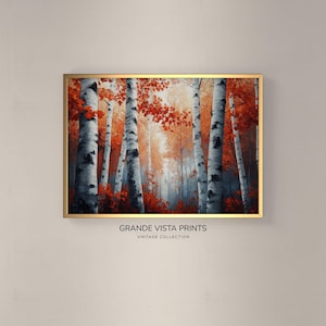Colorful Fall Forest Painting, Autumn Colors Landscape Wall Art, Printable Fall Autumn Landscape Art Print, GV4720
