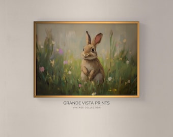 Printable Spring Easter Rabbit Wall Art | Easter Home Decor Digital Wall Art | GV4833