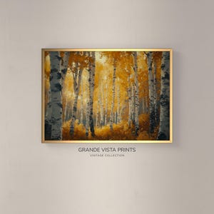 Yellow Leaves Autumn Forest Artwork | Sunlit Fall Forest Landscape Printable Wall Art | Printable Fall Autumn Landscape Wall Art | GV4703