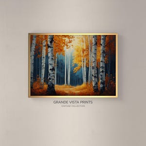 Printable Autumn Forest Artwork | Sunlit Fall Forest Landscape Printable Wall Art | Printable Fall Autumn Landscape Wall Art | GV4702
