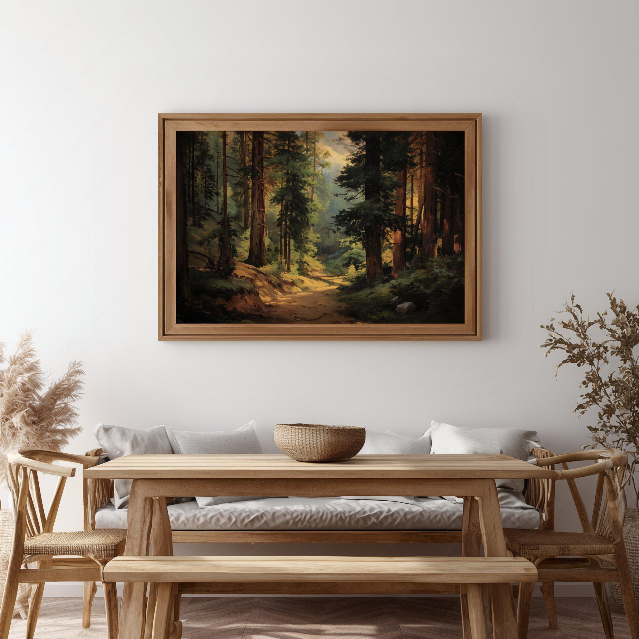 Vintage Forest Painting Printable Landscape Poster, Digital