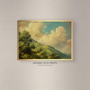 Spring Mountain Landscape Wall Art, Sunlit Mountain Clouds Landscape Artwork, Printable Mountain Landscape Wall Decor, GV4347