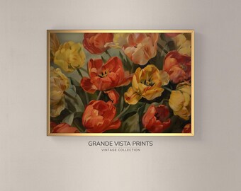 Printable Tulip Painting | Flower Digital Download Wall Art | Tulip Digital Wall Art | Birthday Gift For Her | GV4239
