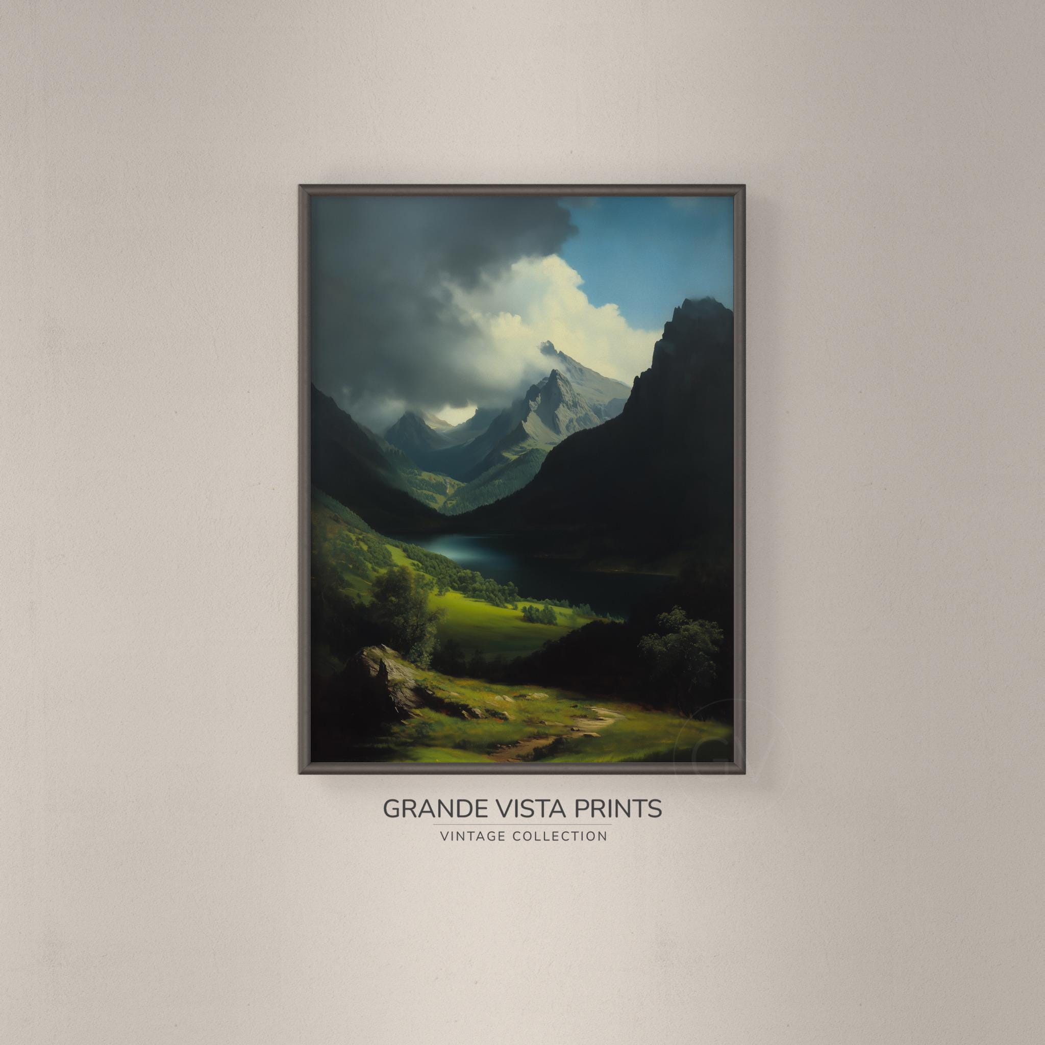 High Mountain Landscape Painting Printable Wall Art