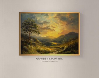 Golden Sunset Valley Printable Wall Art | Valley Landscape Digital Home Decor | GV4031