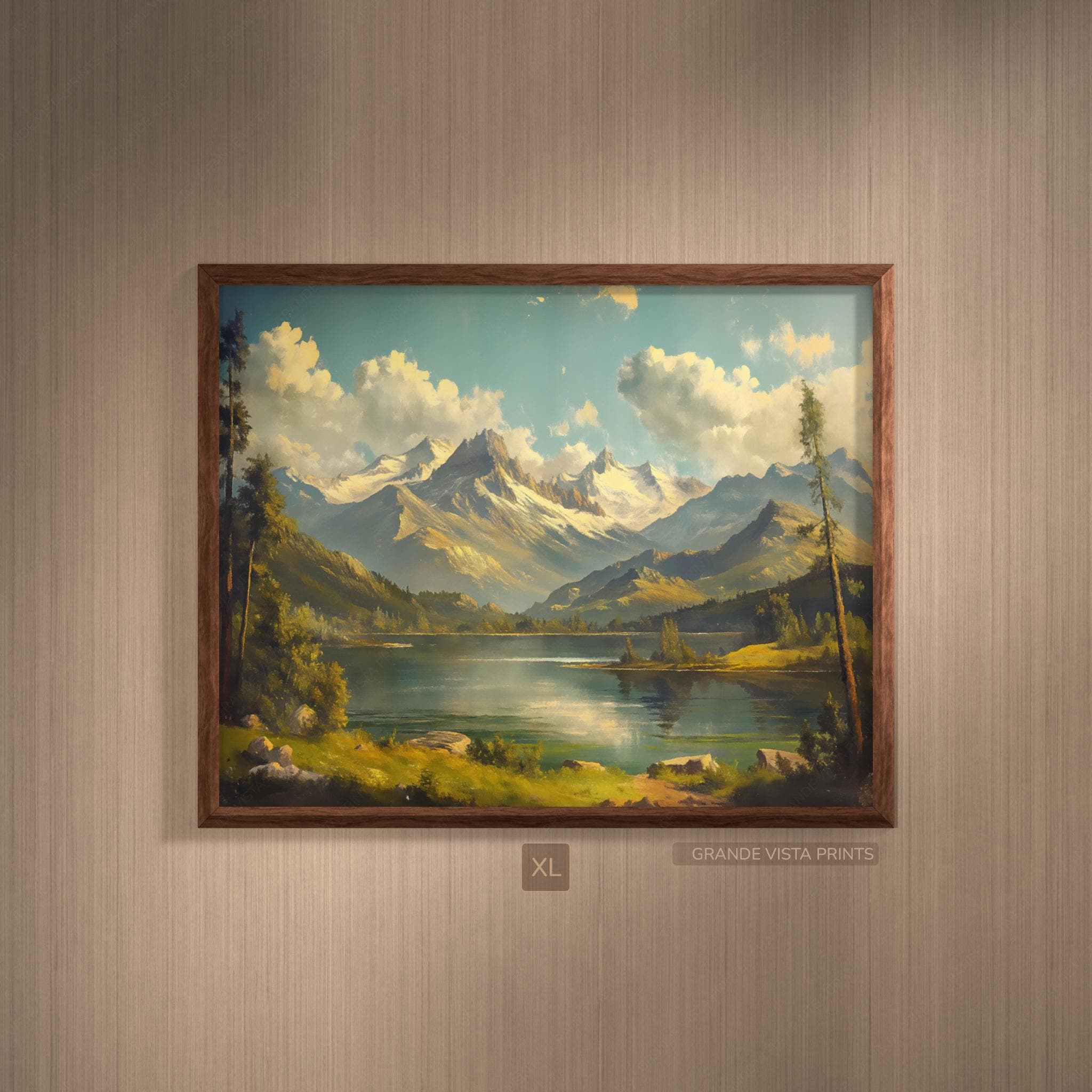 Spring Mountain Lake Extra Large Printable Landscape Painting