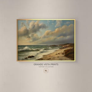 Cold Shore Sunrise Extra Large Printable Landscape Painting | Coastline Digital Download XL Wall Art | Beach Digital Wall Art | GV4935