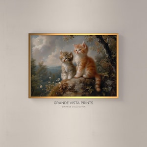 Two Little Cats Printable Wall Art | Cute Little Kitten Art Print | Little Cats Painting | Instant Download Cute Cat Artwork | GV4314