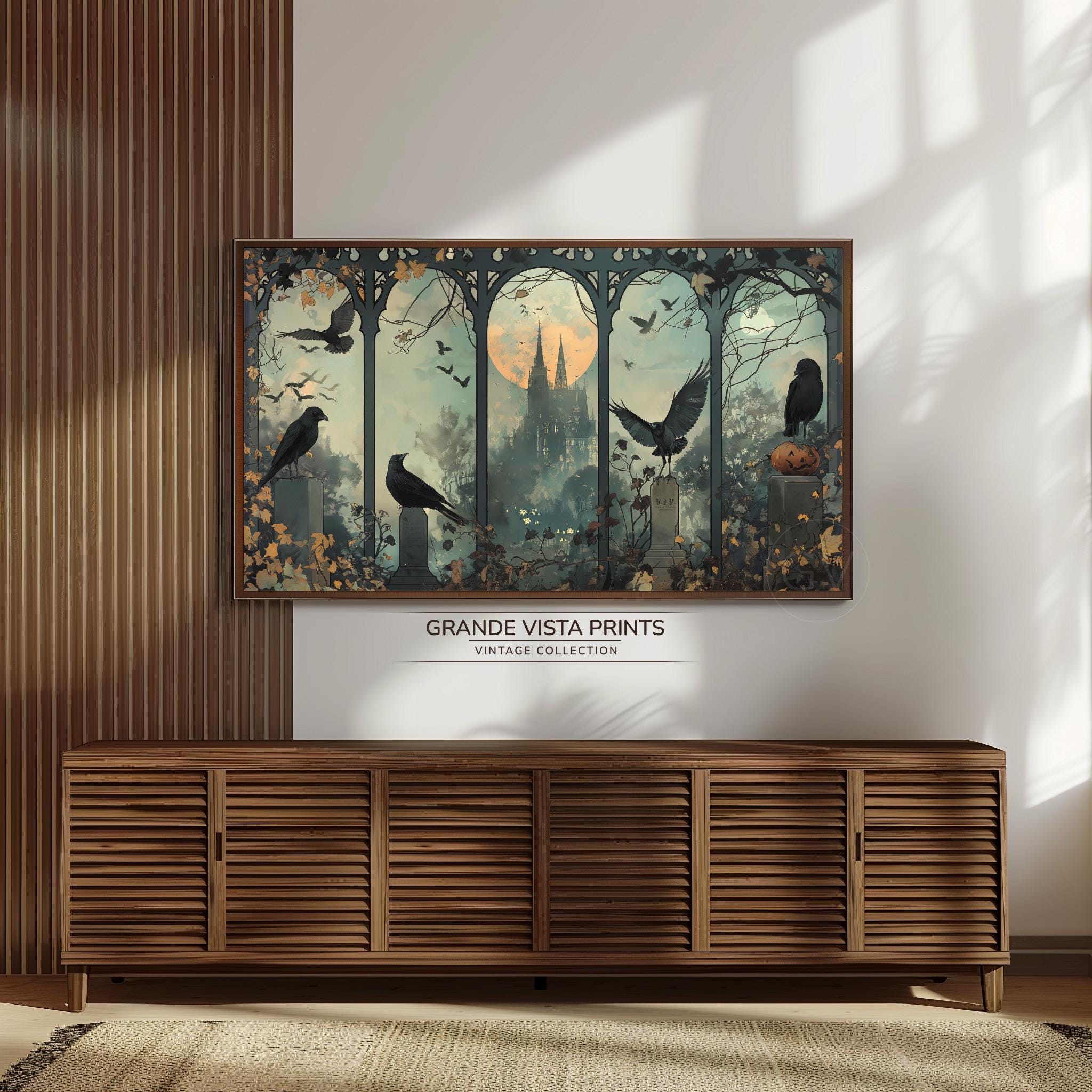 Crow Frame Spooky Halloween Crow Frame TV Art | Halloween Background Wallpaper ...